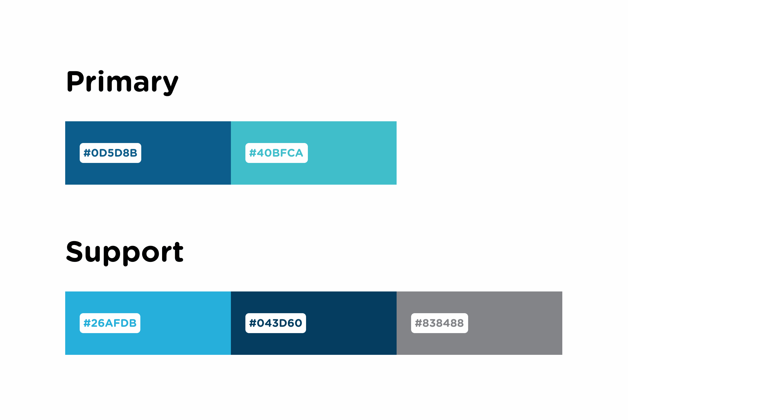 Dentavit color palette showing two primary blues and three support colors including a neutral gray