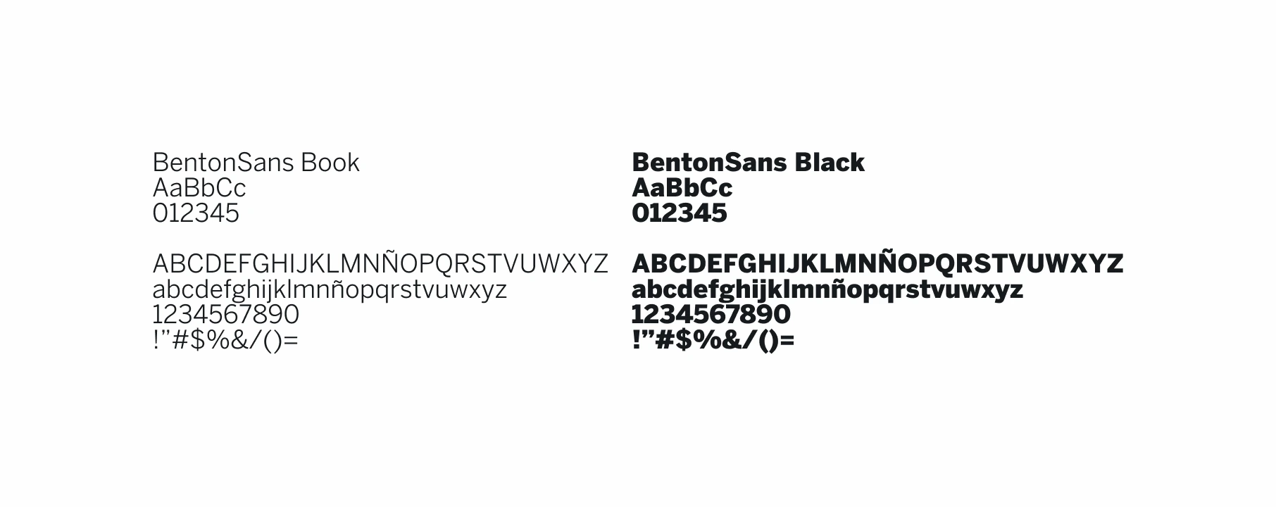 Benton Sans typeface specimen used across the Versus Media brand
